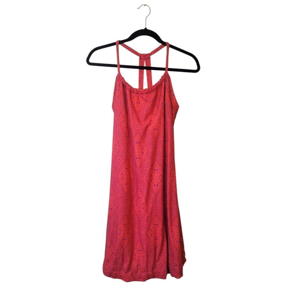 Prana Orange & Pink Geo Print Jersey Knit Hiking Dress Women's Size M